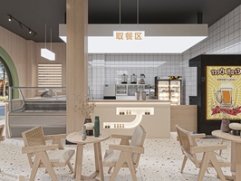 20240814奶茶店门头室内效果图施工图